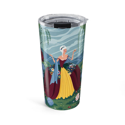 🌹🌿 The Willow Garden Promenade Tumbler, 20oz – Art Deco Floral Elegance