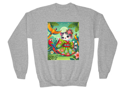 Parrot Dance of the Geisha Kitten Youth Crewneck Sweatshirt