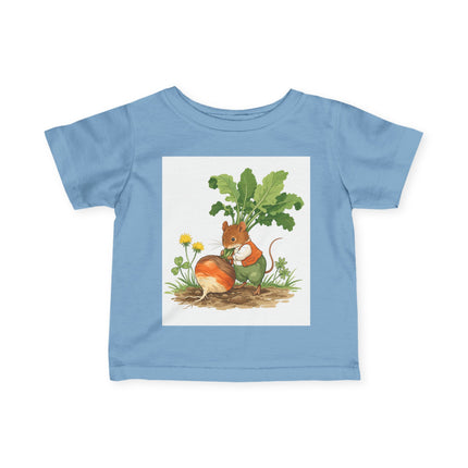 🐭🥕 The Little Garden Harvest Mouse Infant Fine Jersey Tee – Whimsical Woodland Charm