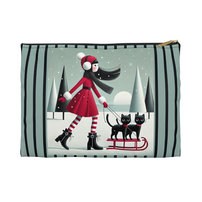 Red Sled & Curious Cats Accessory Pouch