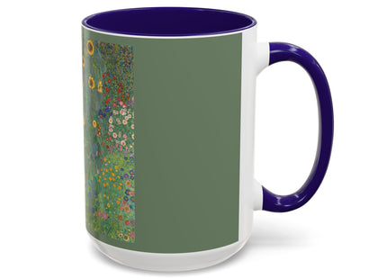 Farm Garden with Sunflowers by Gustav Klimt Colorful Mugs (11oz, 15oz)