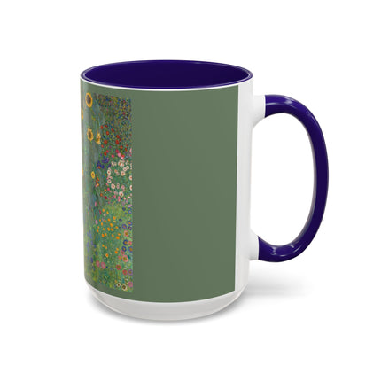 Farm Garden with Sunflowers by Gustav Klimt Colorful Mugs (11oz, 15oz)