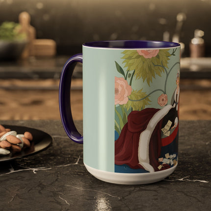 The Lady Of The Scarlet Chaise Colorful Mugs – Art Deco Romantic Elegance