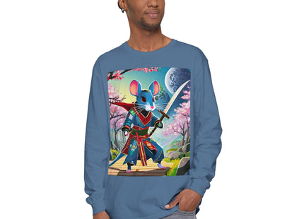 Cyber Samurai Rat Garment-dyed Long Sleeve T-Shirt