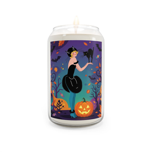 🐈‍⬛🎃 The Midnight Black Cat Masquerade Scented Soy Candle – Whimsical Halloween Elegance