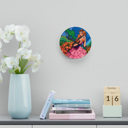 Enchanted Elegance Acrylic Wall Clock, Round and Square