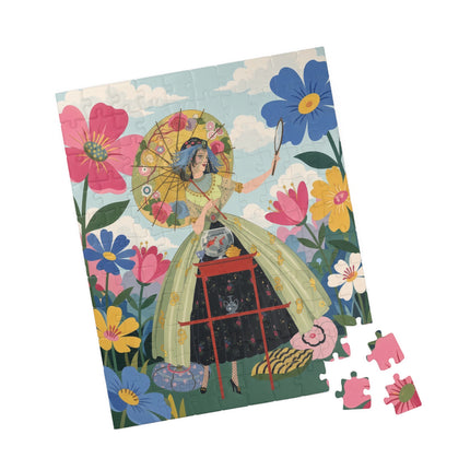 🌸🪞 The Floral Parasol Reflection Puzzle – Art Deco Garden Fantasy