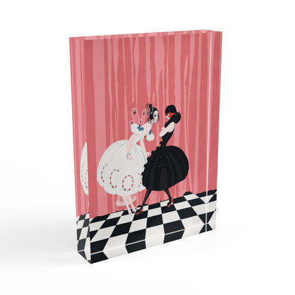 🎭🖤 The Ladies Of The Midnight Masquerade Acrylic Art Block – Art Deco Fashion Illustration