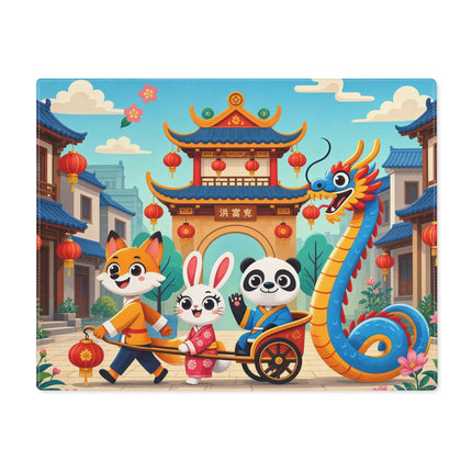 🐉🏮 Lantern Street Dragon Parade Placemat – Enchanted Lunar New Year Festival Fantasy
