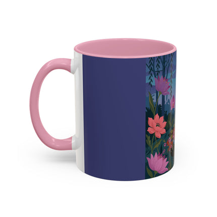 The Lady And The Midnight Birdcage Colorful Mugs – Art Deco Botanical Elegance