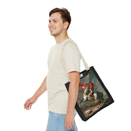 Napoleon Crossing the Alps by Jacques-Louis David Tote Bag (AOP)