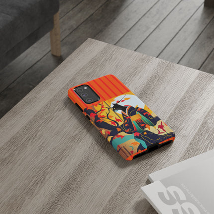 Black Cat in Kimono Phone Cases