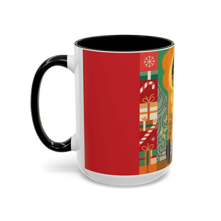 ❤️ The Lady Of The Candlelit Christmas Alcove Colorful Mug – Art Deco Holiday Elegance