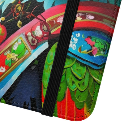 🦜⚡ Tech Plumes Flip Case – Neon Feathers & Futuristic Brilliance