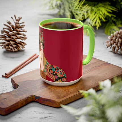 Butterfly Empress of the Crimson Pavilion Colorful Mug (11oz, 15oz) – Art Deco Beauty, Butterfly Elegance & Ornamental Style