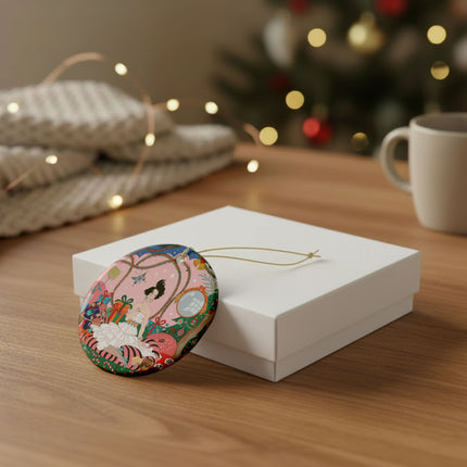 🎀🎄 Christmas Morning In The Rose Parlor Ceramic Ornament – Art Deco Holiday Fantasy