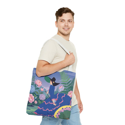 🌸💙 The Lady Of The Blue Garden Promenade Tote Bag – Art Deco Floral Fashion