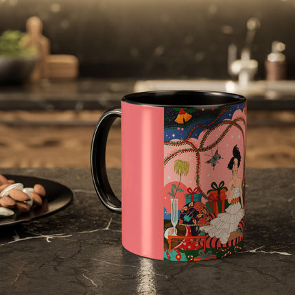 🎀🎄 Christmas Morning In The Rose Parlor Colorful Mug – Art Deco Holiday Fantasy