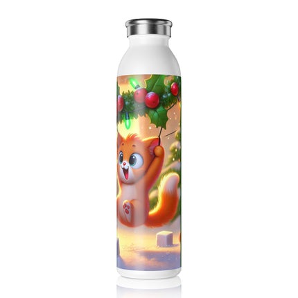 Naughty or Nice Kitten Christmas Slim Water Bottle