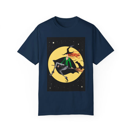 A Witch’s Moonlit Flight Unisex Garment-Dyed T-shirt