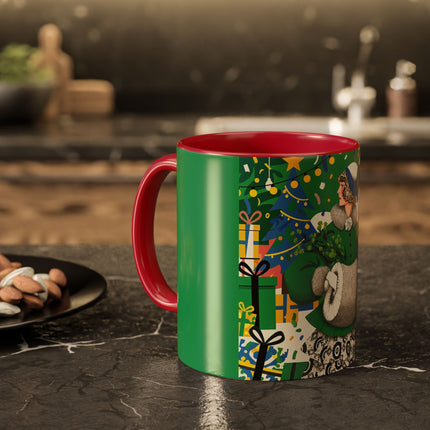 🍀🎄 The Emerald Holly Christmas Colorful Mug – Art Deco Holiday Elegance