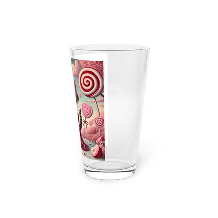 Whimsical Geisha Kitten in a Valentine Garden Glass, 16oz