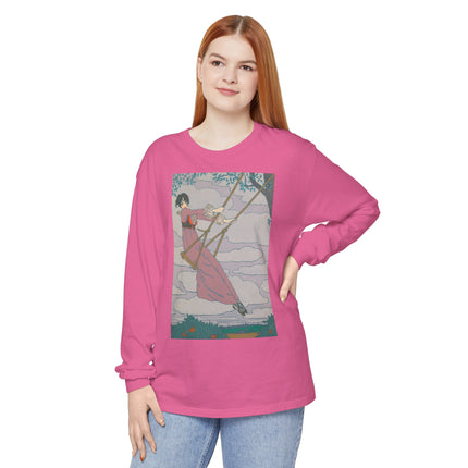La balançoire by Georges Lepape Garment-dyed Long Sleeve T-Shirt