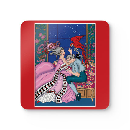 The Jealous Parrot by George Barbier Corkwood Coaster Set