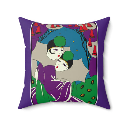 Two Pierrots Spun Polyester Square Pillow
