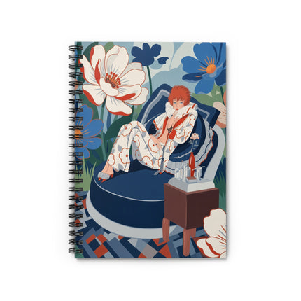 🌺🛋️ The Lady Of The Grand Floral Chaise Spiral Notebook – Art Deco Fashion Whimsy