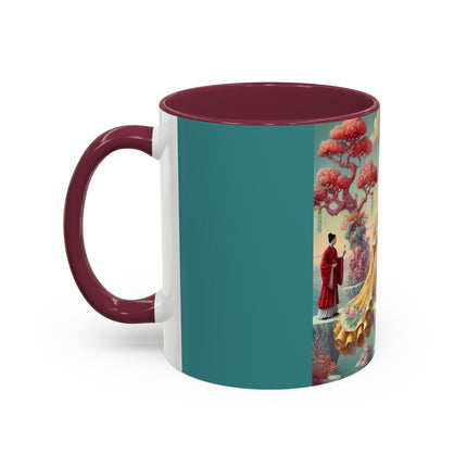 Cherry Blossom Courtesans & Crimson Crab Colorful Mug – Imperial Elegance & Playful Charm