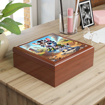 Zebra Lookout Treasure Chest Jewelry Box