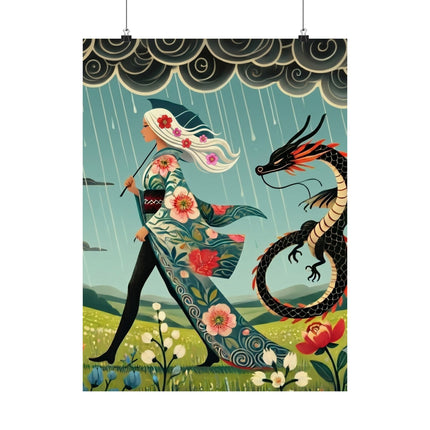 🐉🧚 The Dragon Fairy's Stride Matte Vertical Poster – Strength, Grace & Stormbound Magic