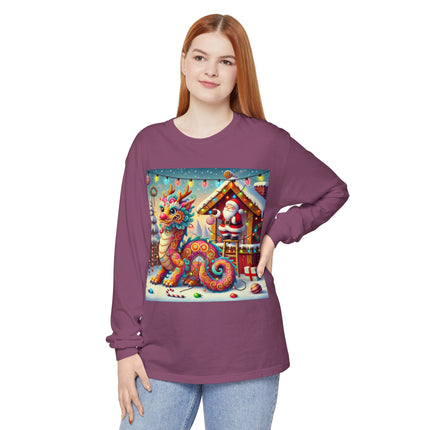 Playful Dragon's Christmas Unisex Garment-dyed Long Sleeve T-Shirt