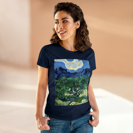 Olive Trees by Vincent Van Gogh Women's Midweight Cotton Tee