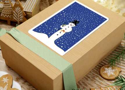 Snowman in Falling Snow Kiss-Cut Stickers (4 Sizes)