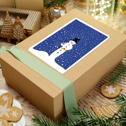 Snowman in Falling Snow Kiss-Cut Stickers (4 Sizes)