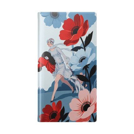 🌺🐕 The Lady Of The Flower Walk Flip Case – Art Deco Garden Stroll