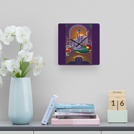 February & Amethyst Zodiac Acrylic Wall Clock