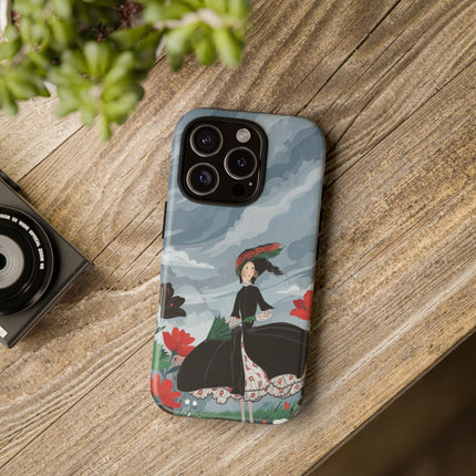 🌧️🌺 The Stormy Flower Walk Phone Case – Art Deco Floral Fashion