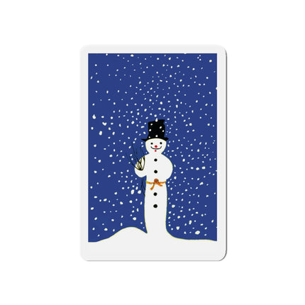 Snowman in Falling Snow Die-Cut Magnets (5 Sizes)