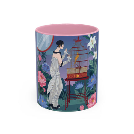 Whispers to the Golden Songbird Colorful Mugs – Art Deco Garden Elegance
