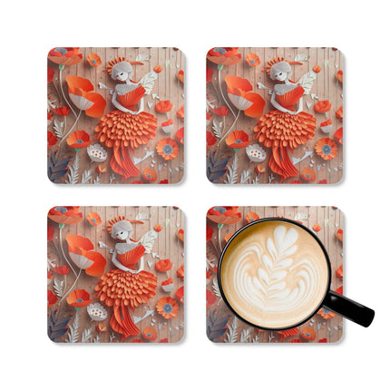 Poppy Fairy Corkwood Coaster Set