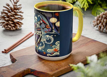 Skeleton Kabuki Performer Colorful Mugs (11oz, 15oz)