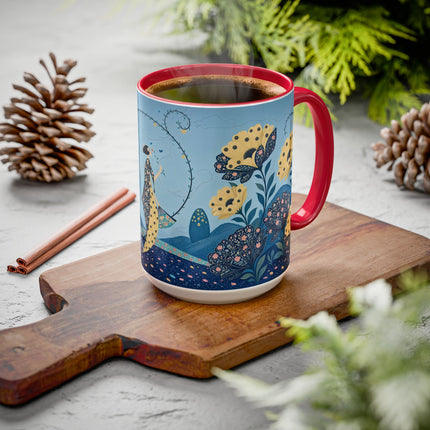 🌼🦋 The Enchanted Butterfly Garden Promenade Colorful Mug – Art Deco Floral Whimsy