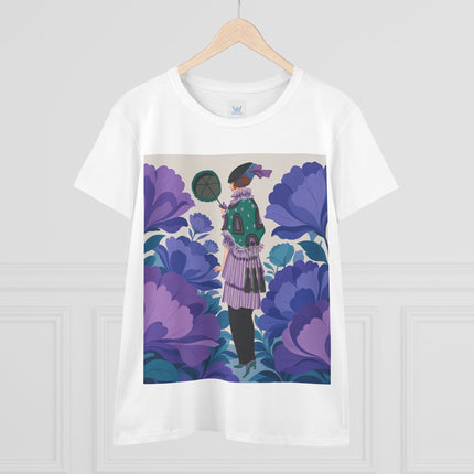 💜🌸 The Violet Garden Promenade Cotton Tee – Art Deco Floral Fashion