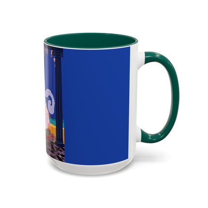 The Moonlit Promenade Colorful Mug (11oz, 15oz) – Blush Elegance, Coastal Romance & Art Deco Style
