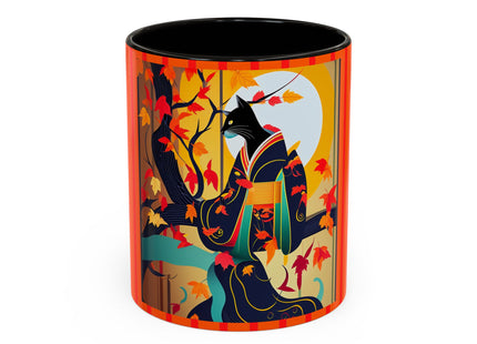Black Cat in Kimono Colorful Mugs, 11oz