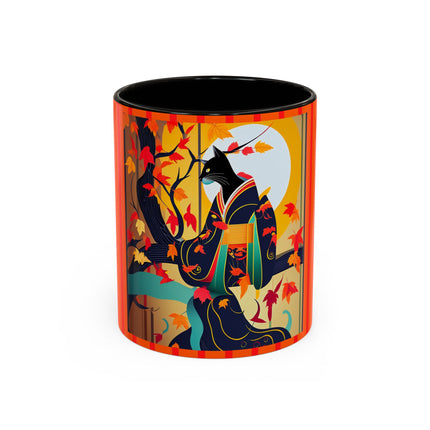 Black Cat in Kimono Colorful Mugs, 11oz