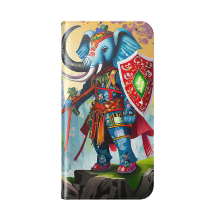 🐘⚔️ Cyberpunk Elephant Samurai Flip Case – Ancient Wisdom & Neon Power